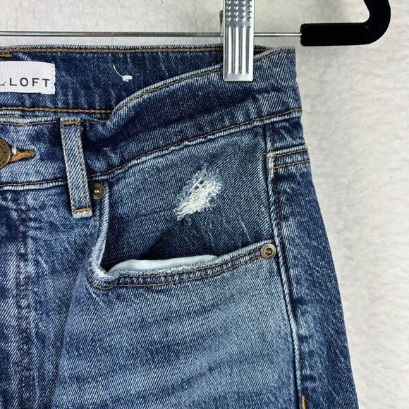 2/$30 Loft The 90s High Waist Straight Leg Jeans Womens 25 Distressed Classic - Picture 8 of 13
